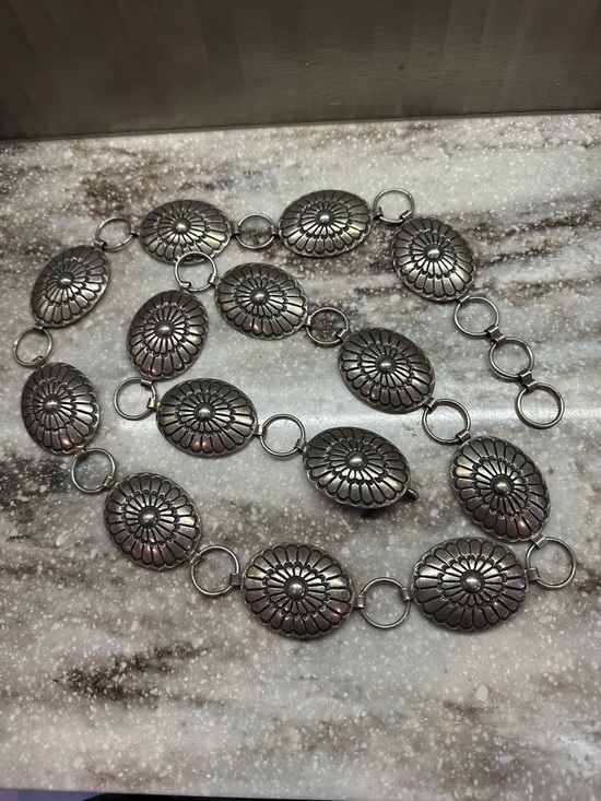 Sterling silver native made concho link belt main image 5